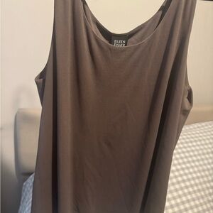 Eileen Fisher Brown Scoop Neck Sleeveless Tank